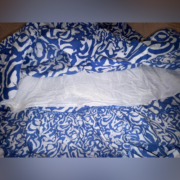 Tanya Taylor Cynthia Cotton Poplin Midi tiered tiered Dress Size 14 Blue EUC - Picture 14 of 16